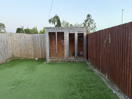Wooden pent roof garden shed - roof,