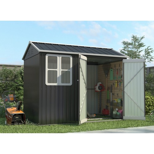Garden shed 8x6ft steel apex - steel,